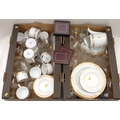 A group of mixed ceramics and glassware, including BHS part coffee service, a set of wine glasses, t... 