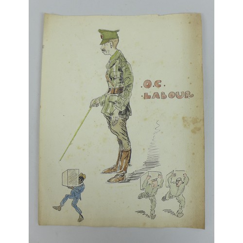 139 - A group of four WWI era hand drawn cartoons, comprising of two cartoons signed by 'Maxwell Scott', '... 