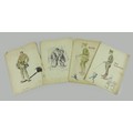A group of four WWI era hand drawn cartoons, comprising of two cartoons signed by 'Maxwell Scott', '... 