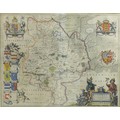 After Joan Blaeu (Dutch, 1596-1673): a 17th century map of Huntingdonshire, later hand coloured, 39.... 