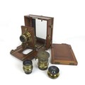 A Victorian J. Lancaster & Son 1892 Instantograph patent field camera, a/f, missing bellows, housed ... 