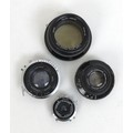 A group of four vintage camera lenses, comprising a Taylor-Hobson 18 inch f/9 Cooke Apotal Process L... 