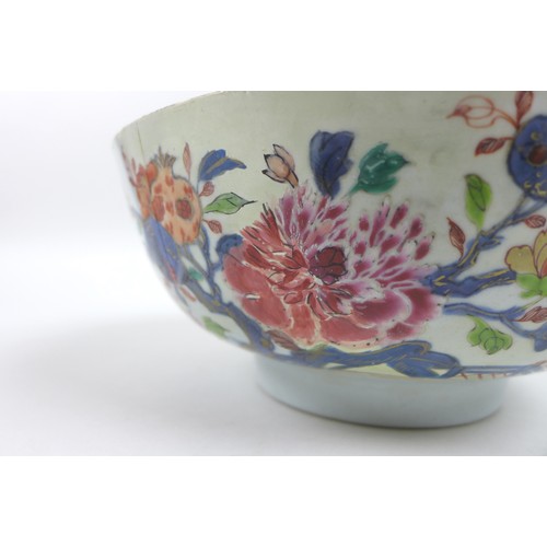 7 - Two 19th century Chinese porcelain famille rose bowls, the larger 24 by 10.3cm high, the other 20 by... 