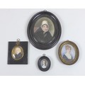 A group of four oval portrait miniatures, believed to be ancestors from the Mansel-Carey family of U... 