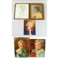 A collection of five portraits of the Mansel Carey family and an ancestors, two early 20th century p... 