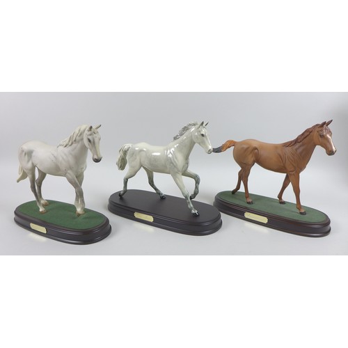 21 - A group of Royal Doulton equine figures, comprising Red Rum, boxed, Nijinsky, boxed, Lammtara, boxed... 