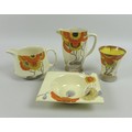 Clarice Cliff for Royal Staffordshire and Wilkinson, a group of four Rhodanthe pattern pieces, all c... 