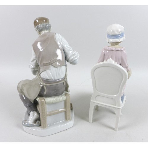 19 - Two Lladro figurines, modelled as a seated young lady reading 'My Poems', 5084, 8 by 16 by 23.5cm hi... 