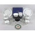 A group of ceramics and glass wares, including a part Wedgwood Boleyn pattern tea set, small leaf sh... 