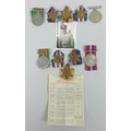 Two groups of five WWII medals, with cardboard boxes, one addressed to  Mr. F. C. Riis together with... 