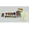 Two groups of WWII medals, a Defence medal, 1939-1945 War medal with matching miniatures, believed t... 