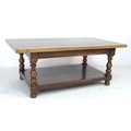 A modern stained oak coffee table by Titchmarsh & Goodwin, in Georgian style, rectangular surface, s... 