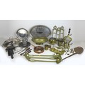 A collection of silver plated, copper, brass and other metal items, including decorative tray, pewte... 