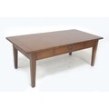 A modern mahogany coffee table, bread board ends, single frieze drawer, 122 by 61 by 46cm high.
