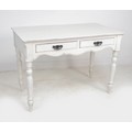 A modern French style white painted side table, by Country Corner, with two frieze drawers and turne... 