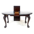 An early to mid 19th century mahogany extending dining table, the oval surface with moulded edge, ra... 