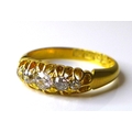 A Victorian 18ct gold and diamond five stone ring, the central stone of approximately 0.1ct, with gr... 