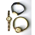 A group of three 9ct gold cased lady's wristwatches, comprising a Tudor Royal, with circular dial, m... 