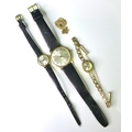 A group of three vintage wristwatches, comprising a Rotary 9ct gold ladies cocktail watch with 9ct g... 