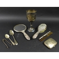 A group of silver items, a George V, silver trophy goblet, inscribed 'The Charles Boivin Challenge C... 
