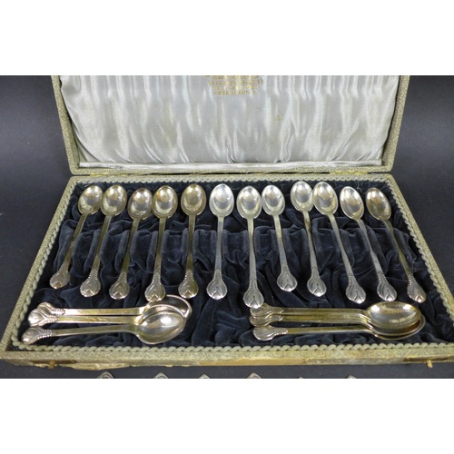 19 - A collection of forty seven Danish silver teaspoons, includiing an early 20th century cased set of e... 