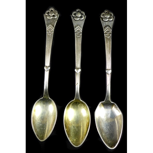 19 - A collection of forty seven Danish silver teaspoons, includiing an early 20th century cased set of e... 