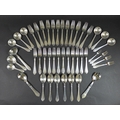 A part set of forty four pieces of Georg Jensen 'Continental Antik' pattern, Danish silver flatware,... 