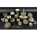 A group of South East Asian white metal items, 19th and early 20th century, including parts of a Tha... 