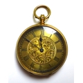 A 19th century 18K yellow gold key wind open faced pocket watch, with engraved floral dial matte cha... 