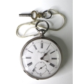 A late 19th century Breguet open faced key wind pocket watch, 800 silver and gold plated case with b... 