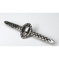 A silver bar brooch, decorated in Scandinavian style with a Viking longboat and plaited belt bars, C... 