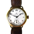 A vintage Omega gentleman's gold plated wristwatch, circa 1935, retailed by W. Jones & Son, Colwyn B... 