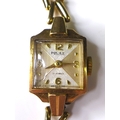A 9ct gold cased Majex lady's wristwatch, 17 jewels movement, on a 9ct gold bracelet strap with safe... 