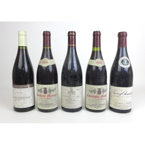 103 - Vintage Wine: a mixed parcel of five bottles, comprising a bottle of Jerome Chezeau Vosne-Romanée, 2... 