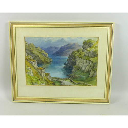 201 - Wilfrid Rene Wood (British, 1888-1976): 'Mountain Landscape & Lake' watercolour, unsigned but with e... 