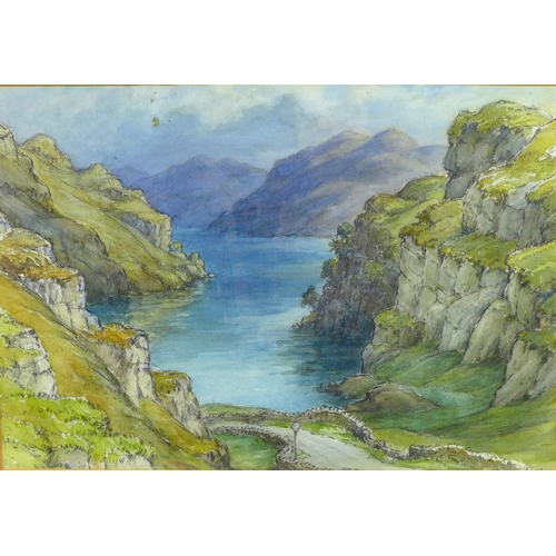 201 - Wilfrid Rene Wood (British, 1888-1976): 'Mountain Landscape & Lake' watercolour, unsigned but with e... 