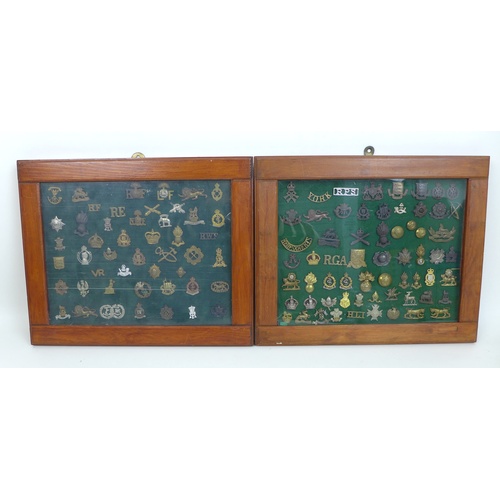 125 - A collection of over one hundred British military badges and buttons, including a WWII Intelligence ... 