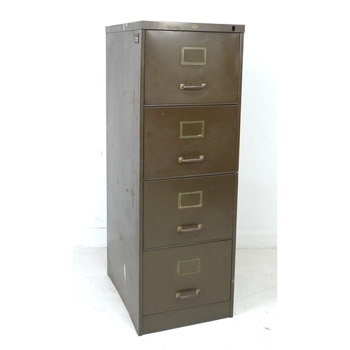 236 - A vintage Art Metal four drawer filing cabinet, dark green, decal maker's label to top, 62.5 by 45 b... 