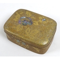 A Japanese lacquer box of curved rectangular form, possibly a Kogo, early 20th century, with takamac... 