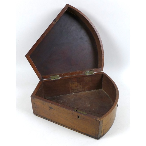 83 - A 19th century mahogany fan shaped sextant box, possibly for Owen Owens of Liverpool, 28 by 28 by 12... 