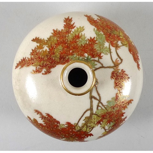 2 - A fine Japanese Satsuma pottery miniature vase by Yabu Meizan, Meiji period, of compressed ovoid for... 
