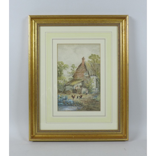 196 - A. Neil (British, 19th century): a country cottage scene, signed lower right, watercolour, 26 by 16c... 