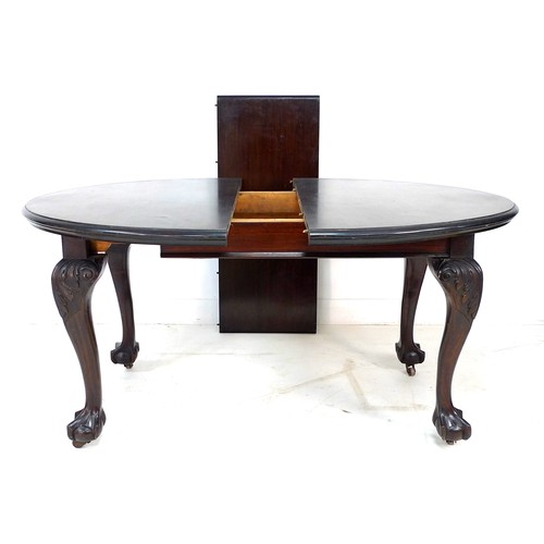 289 - An early to mid 19th century mahogany extending dining table, the oval surface with moulded edge, ra... 