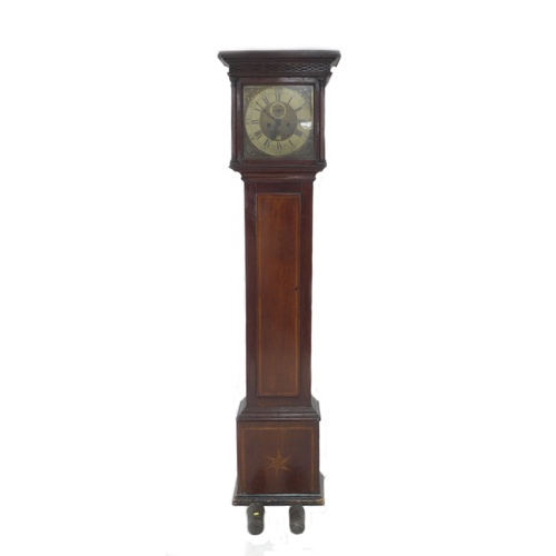 325 - A George III oak longcase clock, brass dial signed John Beare Barnstaple, brass chapter ring with en... 