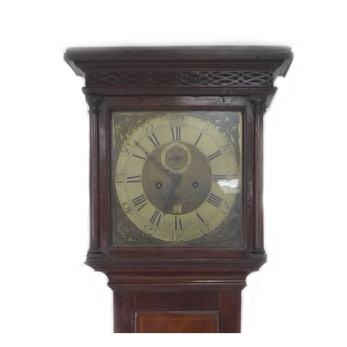 325 - A George III oak longcase clock, brass dial signed John Beare Barnstaple, brass chapter ring with en... 