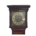A George III oak longcase clock, brass dial signed John Beare Barnstaple, brass chapter ring with en... 