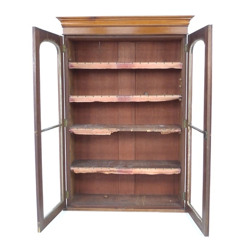 279 - A Victorian mahogany glazed bookcase section, with four shelves, a/f missing one panel of glass, 104... 