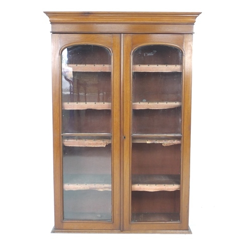 279 - A Victorian mahogany glazed bookcase section, with four shelves, a/f missing one panel of glass, 104... 