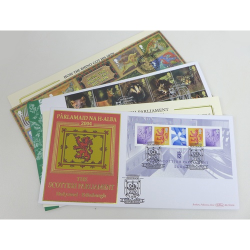 139 - Six albums of First day covers, including an album of silk FDCs, and some loose FDCs, and a 1980s Le... 