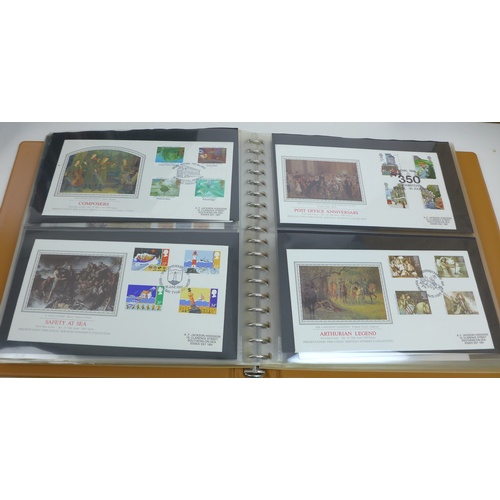 139 - Six albums of First day covers, including an album of silk FDCs, and some loose FDCs, and a 1980s Le... 